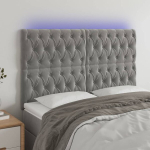 vidaXL LED-voodipeats, helehall, 160x7x118/128 cm, samet