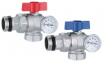 AQUA HEATING KUULVENTIIL KEERMES&Uuml;HENDUSEGA JA TERMOMEETRIGA 1" NURK PUNANE / SININE