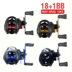 1tk Baitcaster Rull, Max T&otilde;mme 10kg, 18+1 Roostevaba Kuullaagrid, 7.2:1 K&auml;igusuhe, V&auml;lip&uuml;&uuml;givarustus., Auksinis