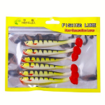 6tk 9cm/4.1g Pehme Kalap&uuml;&uuml;gi Lantide Komplekt, T-saba Ujuml&otilde;ks, Bionaalne S&ouml;&ouml;da Magevee Ja Soolase Veega Kalap&uuml;&uuml;giks, Balta ir juoda