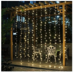 Happy People Garlianda kardin 300 LED 3x3 m puldiga, soe valge