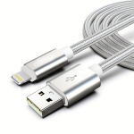 OLISHEN Vastupidav Nailonpunutud Lightning USB Kaabel, &Uuml;mar Matt Viimistlus, Sidabrinis