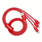 3-&uuml;hes Kiirlaadimise USB Kaabel iPhone Samsung Type-C jaoks, Raudona