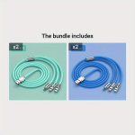 3-&uuml;hes kiirlaadimiskaabel: USB, Type-C ja Micro USB telefonidele - 120cm, Žalia*2 + Mėlyna*2