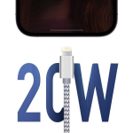 [MFi Sertifitseeritud] USB C iPhone kaabel 1 pakk 182,88 cm laadimiskaabel nailonpunutis kiire laadimine hall ja valge., 4 Pakuotė 6ft