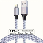 3-Pakk 3M Nailonpunutud USB Laadimiskaabel IPhoneile, 1 pakuotė - 10Ft (3m)