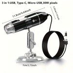 FONSI 1600X HD Digitaalne Mikroskoopkaamera, 3-&uuml;hes USB Elektrooniline Suurendusklaas., 1600X 3-in-1 200W pikselių