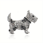 Elegantne Rhinestone Scottie Koera Pross - Luksuslik Loomakujuline S&auml;delev Aksesuuar Riietusele