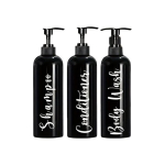 3tk 500ml Vannitoa Seebidosaator Klassifikatsioonisildiga, Juoda