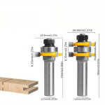 2-osaline komplekt 1/2-toll, 1/4-toll, 8mm 3-sooneline T-pesa frees., 12 mm