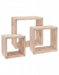 Komplekt 3 x Home Accents Cube puidust riiul 23/25/28 x 12 cm, kask