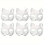 6tk Kassimask DIY Valged Paber Maskid V&auml;rvimata Fox Looma Maskeraad Maskid Peoprops Halloween Karnevali jaoks