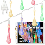 Elektritoitel t&ouml;&ouml;tav vihmapiisakujuline LED-valgusriba LIVMAN cxg003, 10m, 100LED-i