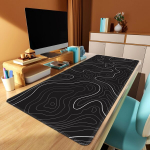 V&auml;line k&otilde;vaketas Suur Topograafiline Hiirematt - Must Abstraktne Disain, Libisemisvastane Kummip&otilde;hi., 90 * 40 cm / 35,5 * 15,8 colio