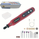 1tk Mini Juhtmeta P&ouml;&ouml;rlev T&ouml;&ouml;riist LED Valgusega, 5 Reguleeritavat Kiirust, USB Laetav Liitiumaku, Mitu Tarvikut, Ideaalne Isiklikele Projektidele, Raudona