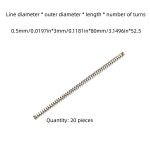 SUS304 Roostevaba Teras Survevedru: 0.5mm Traadi L&auml;bim&otilde;&otilde;t, 3mm V&auml;lisl&auml;bim&otilde;&otilde;t, 5-100mm Pikkused, 20 Tk Kohta., Ilgis 30 mm / 1,1811 colio