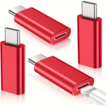 4 pakki Iphone USB C Adapter Must, Raudona