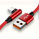 90-Kraadine USB Type C Kaabel iPhone 15 Pro Max jaoks kiirlaadimine Samsung S24 jaoks., Raudona