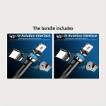 540&deg; P&ouml;&ouml;ratav Magnetiline 3-&uuml;hes Laadimiskaabel Mikro USB, T&uuml;&uuml;p-C ja Apple &Uuml;hendustega - Kiire Laadimine ja Andmes&uuml;nkroniseerimine iPhoneile, Samsungile, Xiaomile ja muudele., 3,3 pėdos juodos * 2 + 6,6 pėdos juodos * 2