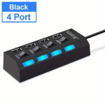 7-Porti/ 4-Porti LED USB 2.0 Adapteripesa L&uuml;litiga Arvutile S&uuml;learvutile., Juoda-2