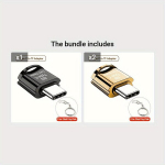 USB Type C Kaardilugeja Telefonile/S&uuml;learvutile, M&auml;lukaardi Adapter, Kaardilugeja Samsungile/iPhoneile, Mikrokaardilugeja., Juoda + Golden*2