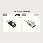 35W PD Type C iPhone Adapter Kiire Laadija ja LED 8Pin USB-C Konverter, Juoda*3 + Sidabrinė*2