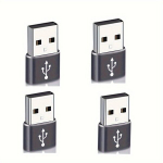 4Pakki USB-C USB-A Adapter, &Uuml;hildub Apple ja Androidiga, 4 Pilka