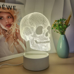 1tk Kolju 3D &Ouml;&ouml;lamp, &Ouml;&ouml;kapp Halloween Kink Must V&auml;rviline., &Scaron;ilta &scaron;viesa, vienos spalvos baltas fonas, be jungiklio