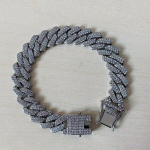 J&auml;me Iced Out Rini Kvarts Kuuba L&uuml;lidega Kett Kaelakee Meestele, isadep&auml;eva kingitus. variant-62645, Sidabrinis
