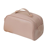 Kosmeetikakotid ja kosmeetikapeeglid, topeltavatav t&otilde;mblukuga meigikott: suure mahutavusega PU tualett-tarvete kott, kaasaskantav ja stiilne, roosa