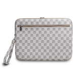DKNY PU Leather Checkered Pattern and Stripe Laptop Sleeve 15|16" Beige DKCS16PVSHLE