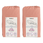 Bradley kummiga voodilina, 180 x 200 x 25 cm, tekstiilist kotis, p&otilde;lenud korall, 2 t&uuml;kki