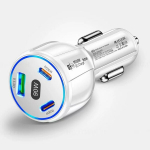 3 pordiga USB autolaadija Kiirlaadimise Adapter iPhone Samsung Xiaomi jaoks, Baltas