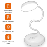 Wireless LED desk Lamp 6W, 3000|4500|6000K, touch control, 3000mAh, white, LTC