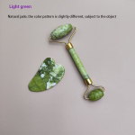 2tk Jade Rull & Gua Sha Komplekt - Looduslik Kivi N&auml;o Massaažiseade , &Scaron;viesiai žalia