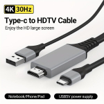 Kolm USB-pordiga Type C HDTV kaabel: 4K30Hz HD, sobib Mac Mini/Studio, MacBook, iPhone 15 seeria, TV, monitor, projektor.