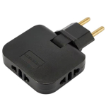 CP EU3 T&auml;iuslik Reisi &Otilde;huke 180 Kraadi Euro Toite Pistikupesa Laiendaja 3x Pistik 250V 16A Must