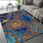 Mandala Boho Muster Vaip, Libisemiskindel Uksematt, 60 cm x 90 cm (23 colių x 35 colių)