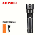 Ultra-Heled Xhp360 LED Taskulamp - 2000-3500 Luumenit, Pika Vahemikuga Valgustus Kuni 500M., Su 26650 baterija
