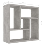 vidaXL seinariiul, betoonhall, 45,1x16x45,1 cm, puitlaastplaat