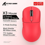 Attack Shark X3 Bluetooth Mouse Pixart Paw3395 Triple pistik - x3 punane