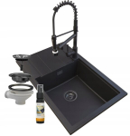 Graniit valamu Granitan Louis must k&ouml;&ouml;gisegisti spiraal sifoon komplekt