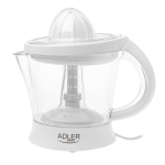 Adler tsitruseliste mahlapress, 1l, 60w, 2 k&auml;bi, valge