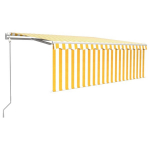 vidaXL automaatne varikatus rulooga, 4 x 3 m, kollane/valge