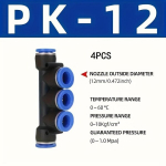 4-pakk &Uuml;hendus Pneumaatilised Liitmikud, Universaalne Keere, PK-12 4vnt