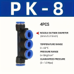 4-pakk &Uuml;hendus Pneumaatilised Liitmikud, Universaalne Keere, PK-8 4vnt