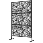 Outsunny aia privaatsusekraan 122x198cm r&otilde;du privaatsusekraan lehtede mustriga, terasest vahesein ja statiiv, ruumijaotur, must