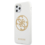 Guess &uuml;mbris iPhone 11 Pro Max GUHCN65TPUWHGLG valge k&otilde;va &uuml;mbris Glitter 4G Circle Logo