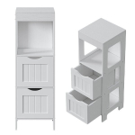 Valge puidust vannitoakapike 3 riiuliga 89 &times; 30 &times; 30 cm