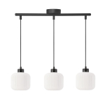 Candellux Estilo 33-49957 rippvalgusti kolmekordse musta riba ja valgete klaasvarjudega